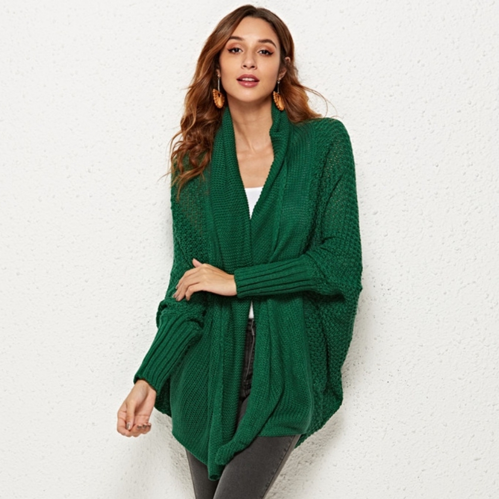Oversized Knit Cardigan Batwing Sleeve Lightweight Baggy Open Front Sweater Top